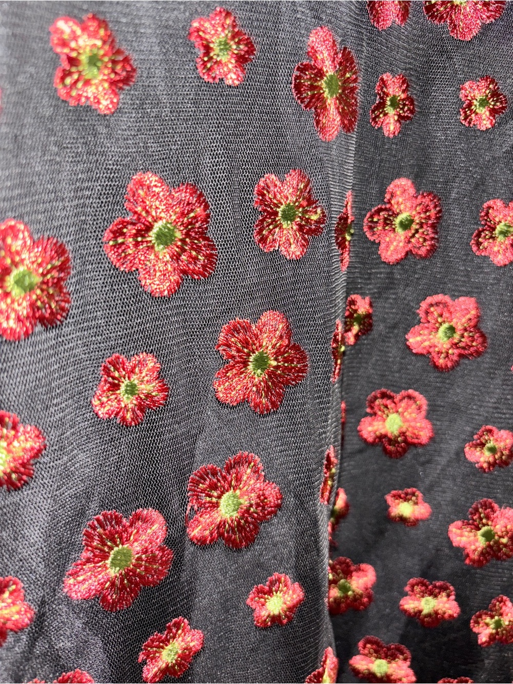 BB Dakota Black Dress with Red Floral Embroidery - Picture 5 of 9